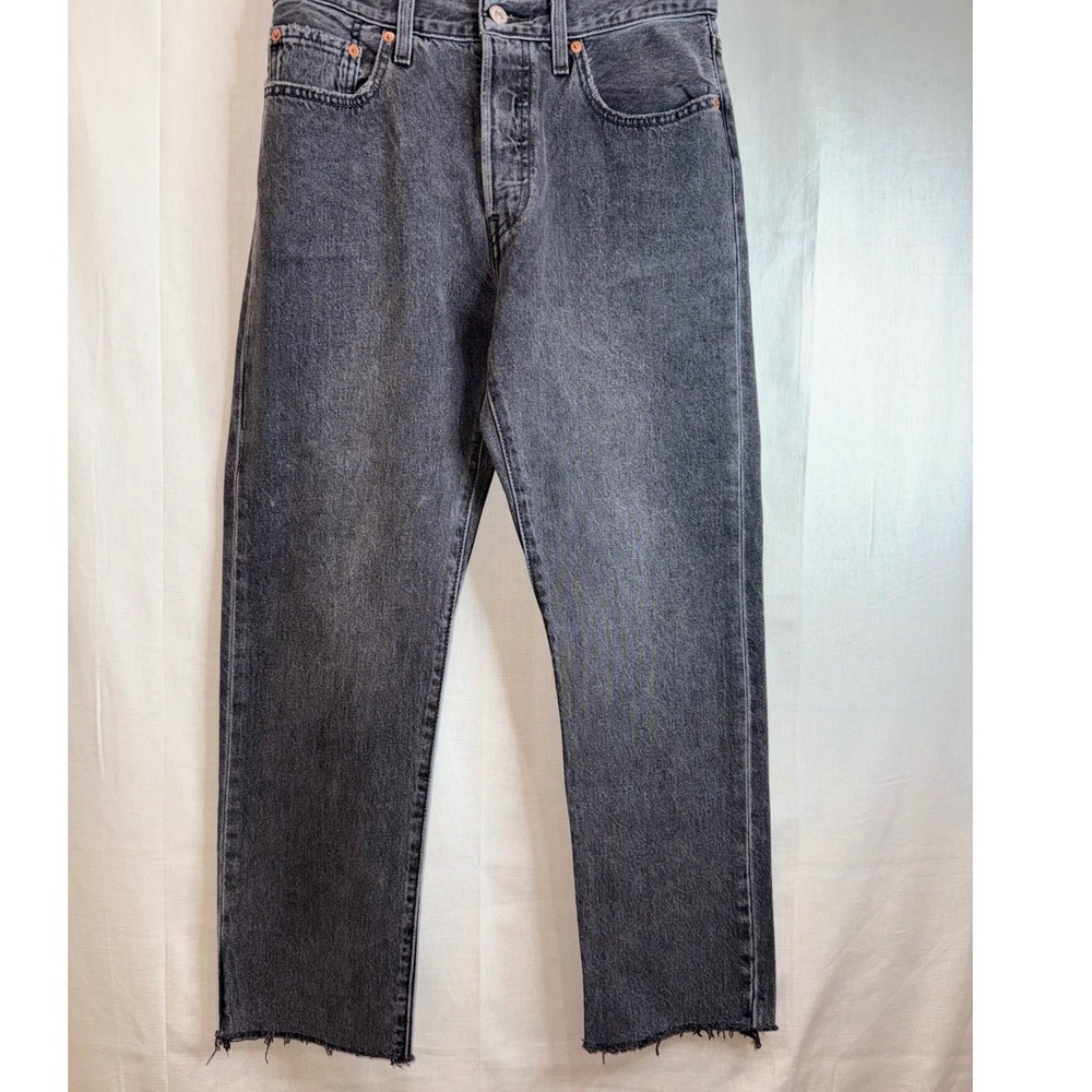 Levis 501 Original Straight Leg Black Jeans Black Raw Hem‎ W27 L35 Grunge/ Punk